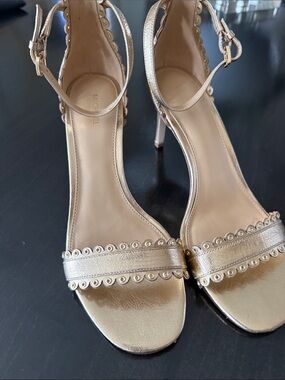 Michael Kors Metallic Gold Scalloped Ankle-Strap Heels